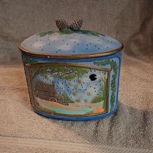 Decorative Blue Ceramic Box with Lid